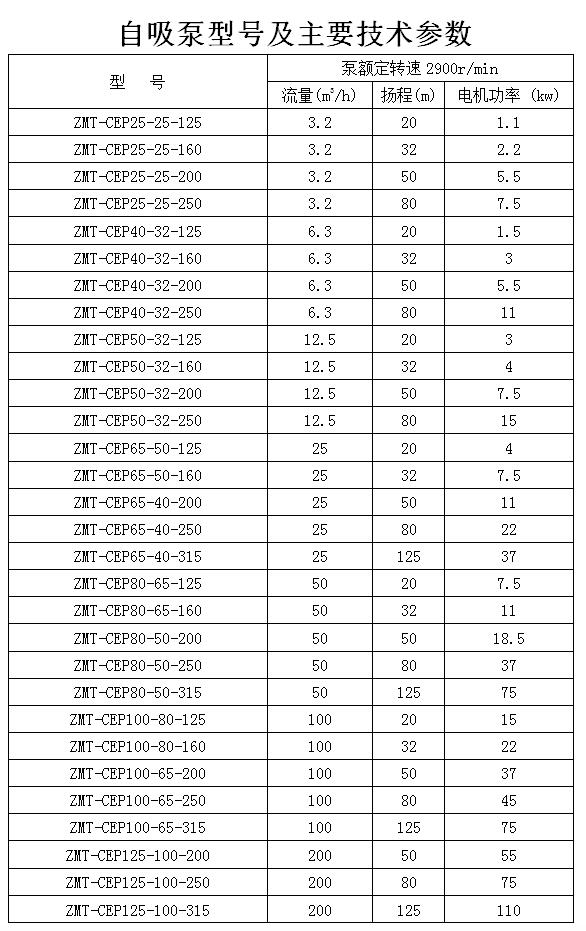 自吸式磁力泵技術(shù)參數(shù)
